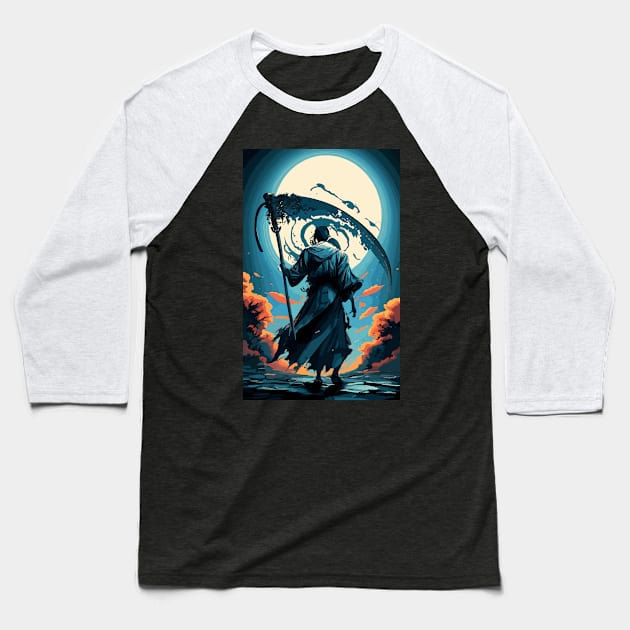 Blue grim reaper Baseball T-Shirt by NegVibe